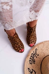 Sandały Damskie Na Słupku Z Cholewką Peep Toe Leopard Esta