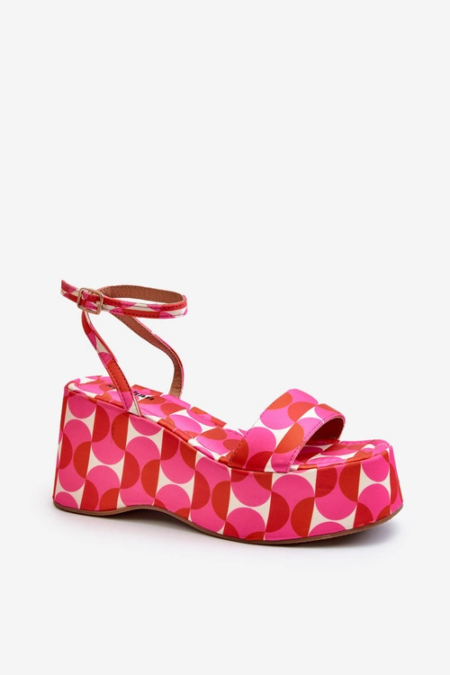 Wzorzyste Sandały Na Platformie I Koturnie Fuksja Wiandia