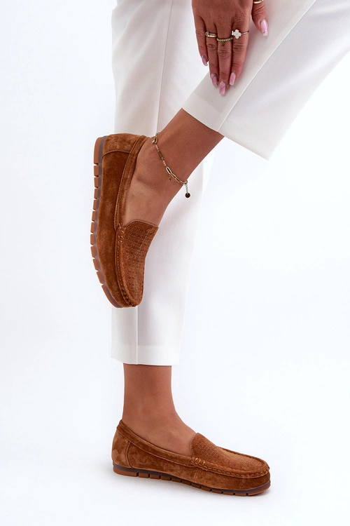 Zamszowe Mokasyny Damskie Camel S.Barski LR755