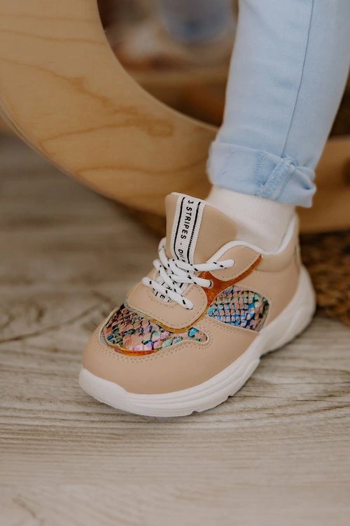 Skórzane Buty Sportowe Wężowe Różowe Gabbie