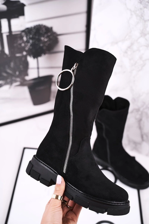 Dziecięce Ocieplane Botki Kozaki Czarne Norabel