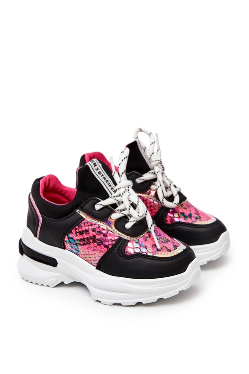 Skórzane Buty Sportowe Wężowe Czarne Gabbie