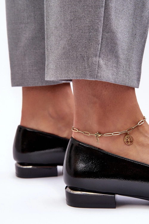 Mokasyny Damskie Lakierowane Z Ozdobą Czarne Camilena