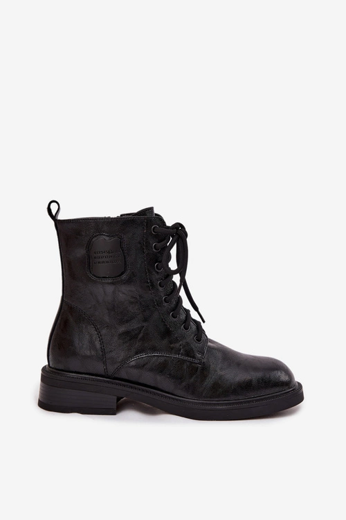 Skórzane Botki Workery Damskie Z Ozdobnym Detalem Maciejka K7180-01 Czarne