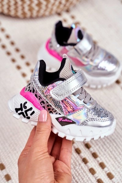 Sportowe Buty Dziecięce Na Rzepy Srebrne Be Happy