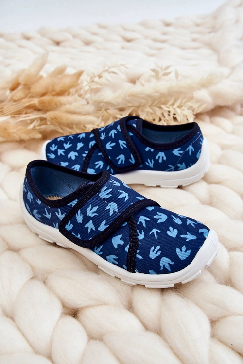 Dziecięce Papcie Befado Ślady Dinozaura 974X476 Granatowe