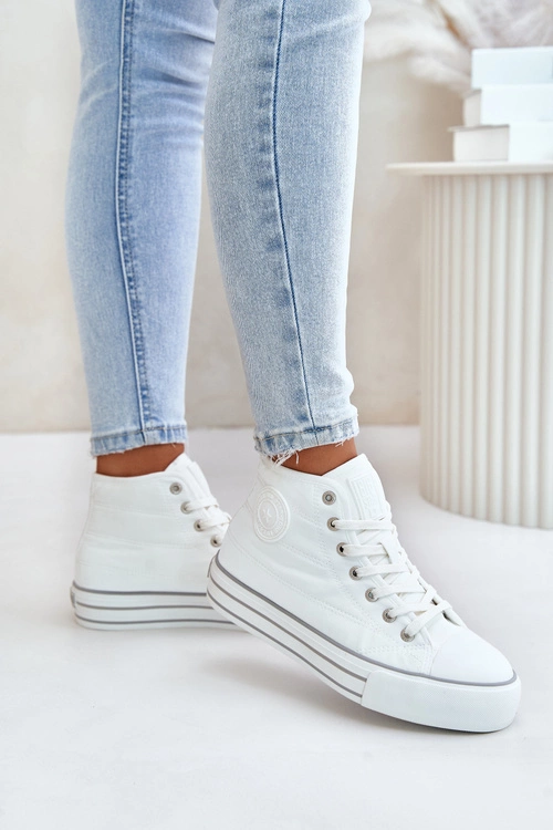 Ocieplane Trampki Damskie Na Platformie OO274A473 Białe