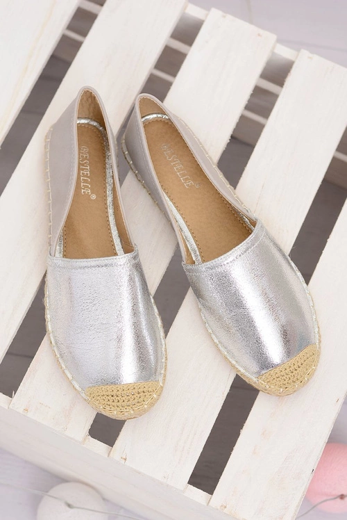Srebrne Damskie Wsuwane Espadryle Paoli