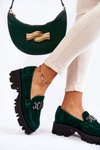Zamszowe Półbuty Z Ozdobą Laura Messi 2489 Zielone