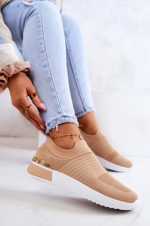 Sportowe Buty Materiałowe Beżowe Lorento