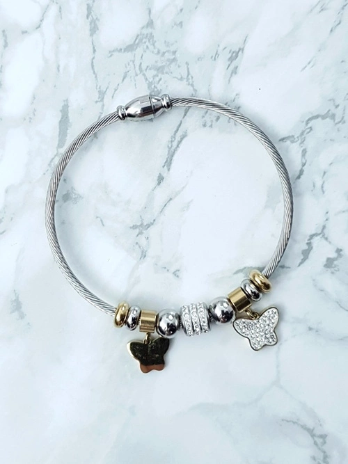 Damska Bransoleta Na Lince Zawieszki Motylek Charms