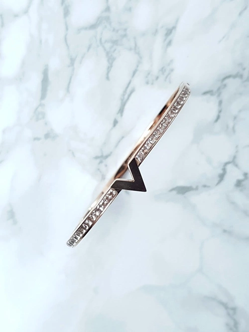 Damska Bransoleta Stalowa Cyrkonie Różowe Złoto Milo