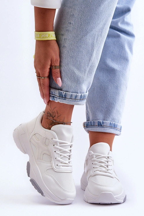 Damskie Sneakersy Sznurowane Białe Cortes