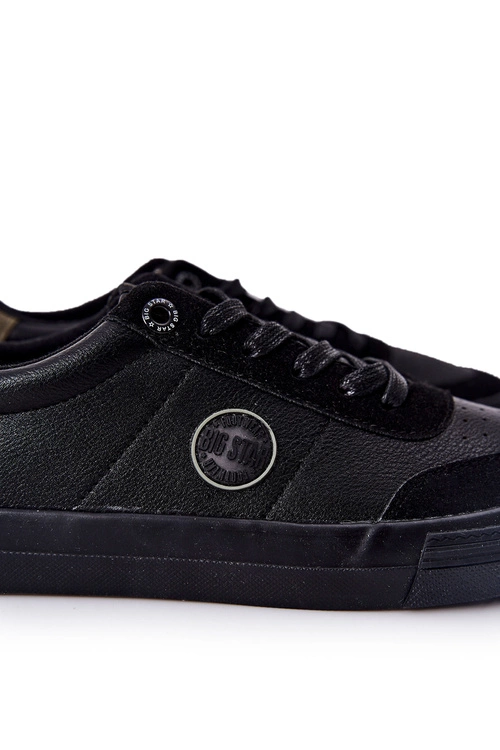 Męskie Skórzane Tenisówki Big Star II174008 Czarno-Zielone