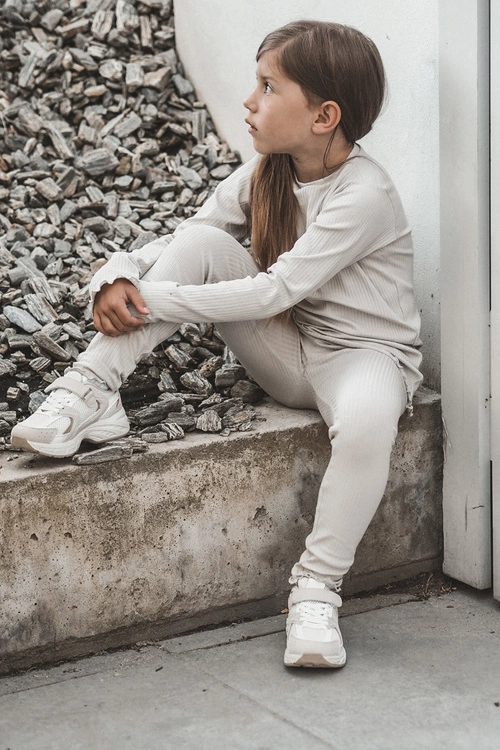 Dziecięce Buty Sportowe Sneakersy Na Rzep Beżowe Rulagia