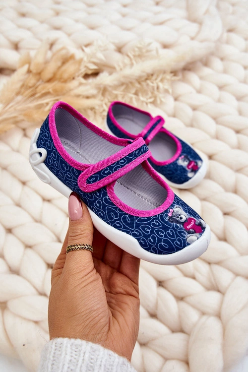 Dziecięce Papcie Baleriny Befado Miś 114X505 Granatowe