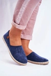 Damskie Welurowe Espadryle Granatowe Vulcano