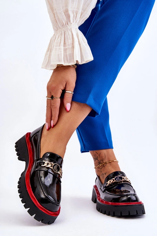 Lakierowane Mokasyny Na Platformie Czarne Ronin