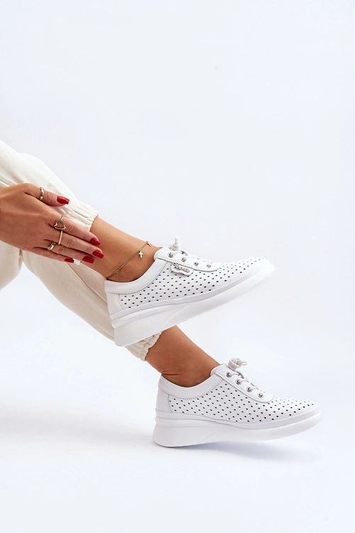 Damskie Skórzane Trampki Sportowe Buty Białe Brumia