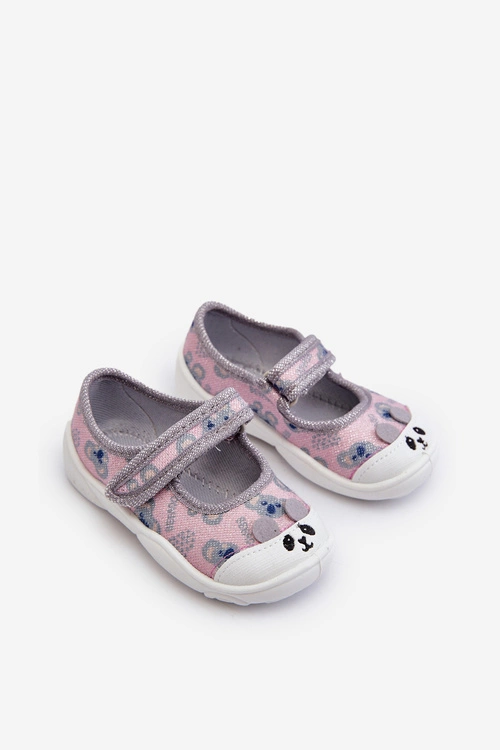 Kapcie Baleriny Befado Z Misiem 209P038 Szaro-Różowy