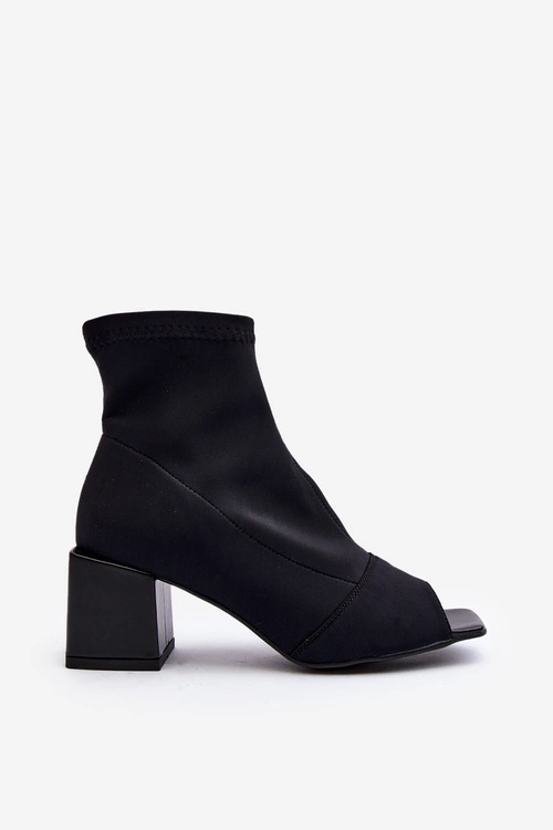 Zazoo 2876 Botki Damskie Na Obcasie Z Odkrytymi Noskami Czarne