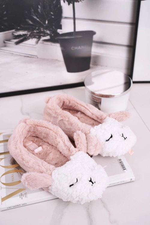 Papcie Damskie Futrzane Owieczki Różowe Ben