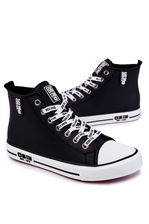 Męskie Wysokie Ocieplane Trampki Big Star KK174346Czarne