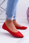 Czerwone Damskie Balerinki Zamsz Bueno