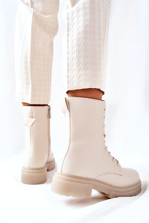 Wysokie Botki Workery Beżowe Rozelle