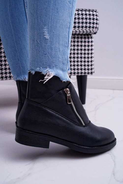 Damskie Botki Z Zamkiem Czarne Juno