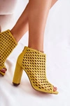 Zamszowe Ażurowe Botki Żółte Jenissa