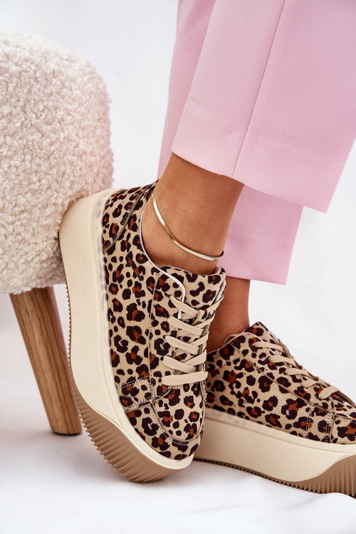 Sneakersy Na Masywnej Platformie Panterka Brązowe Tirvanis