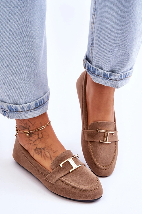 Klasyczne Wsuwane Mokasyny Beżowe Carly