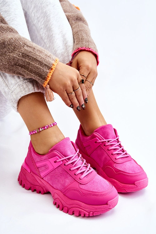 Modne Buty Sportowe Sneakersy Fuksja Frezio