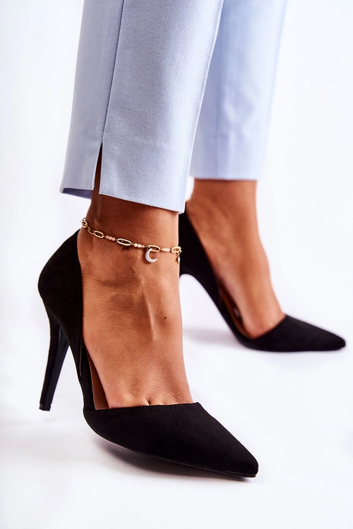 Klasyczne Zamszowe Szpilki Czarne Sofya