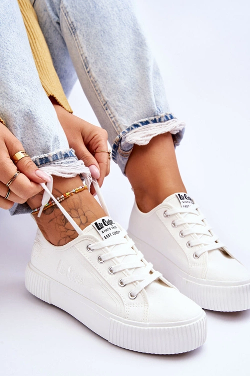 Wygodne Trampki Na Platformie Lee Cooper LCW-23-31-1806L Białe