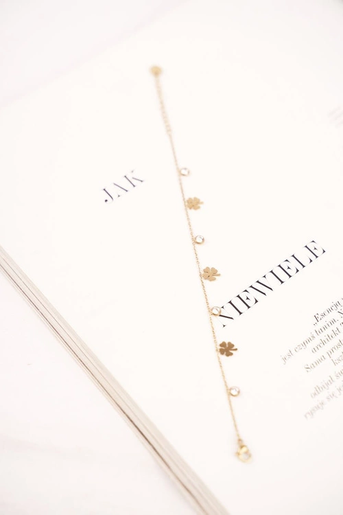 Damska Bransoleta Celebrytka Złota Koniczynka Jess