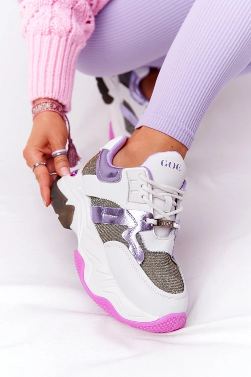 Sportowe Buty Na Dużej Podeszwie GOE HH2N4038 Biało-Fioletowe