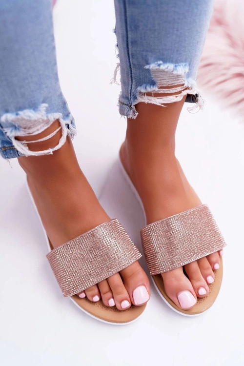 Lu Boo Damskie Klapki Z Cekinami Champagne Goodies