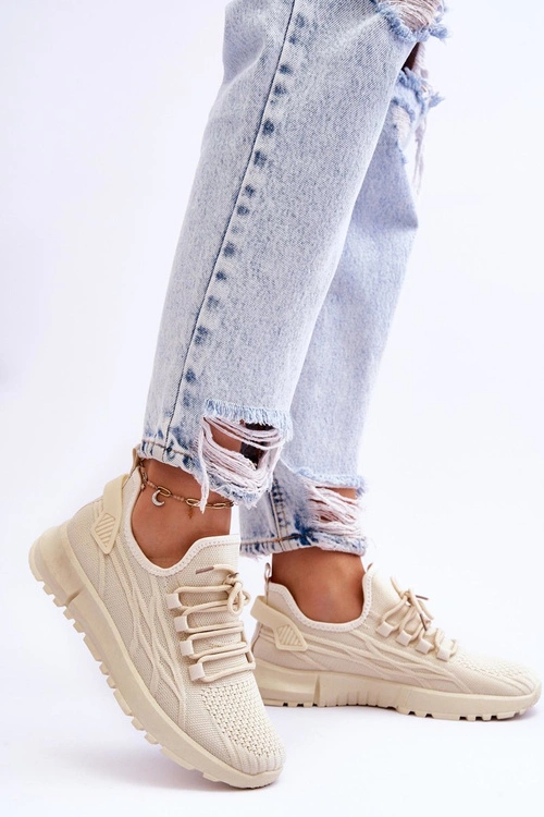 Damskie Wsuwane Buty Sportowe Sneakersy Beżowe Rosett
