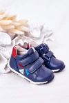 Dziecięce Skórzane Półbuty Na Rzepy Granatowe Milo