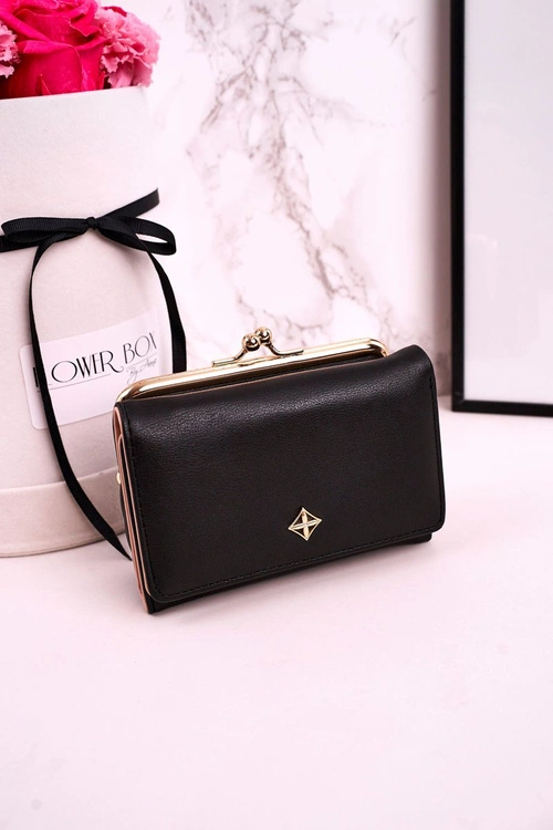 Średni Portfel Damski Zapinany Na Bigiel MILANO Czarny