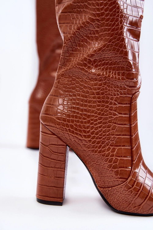 Modne Kozaki Na Słupku Camel Constancy