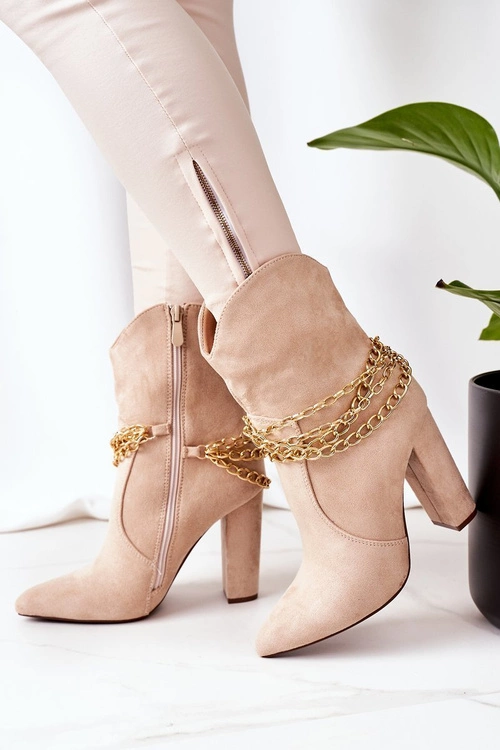 Ocieplane Botki Na Słupku Beżowe Good Impression