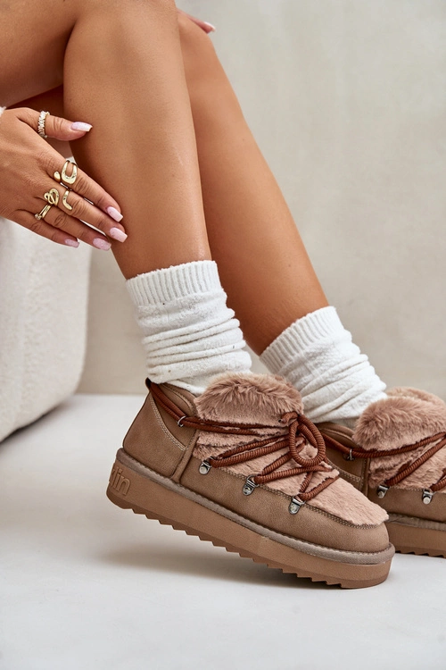 Niskie Śniegowce Na Platformie Z Futerkiem D.Franklin DFSH370011 Brązowe