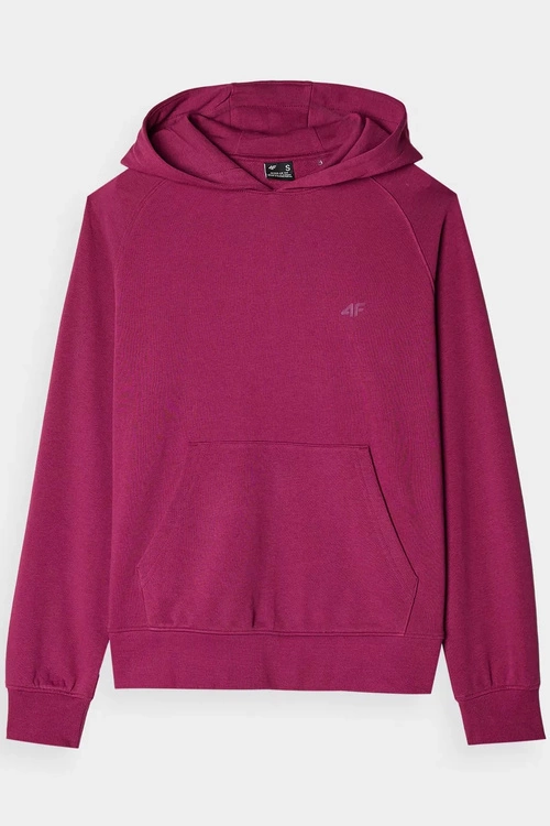 Dresowa Bluza Damska Z Kapturem Nierozpinana 4F 4FWMM00TSWSF1468-51S Fioletowa
