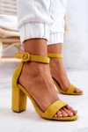 Zamszowe Sandały Na Słupku Żółte Hattie