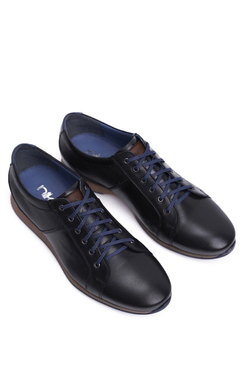 Półbuty Męskie Casual Skórzane Nikopol Czarne 1730