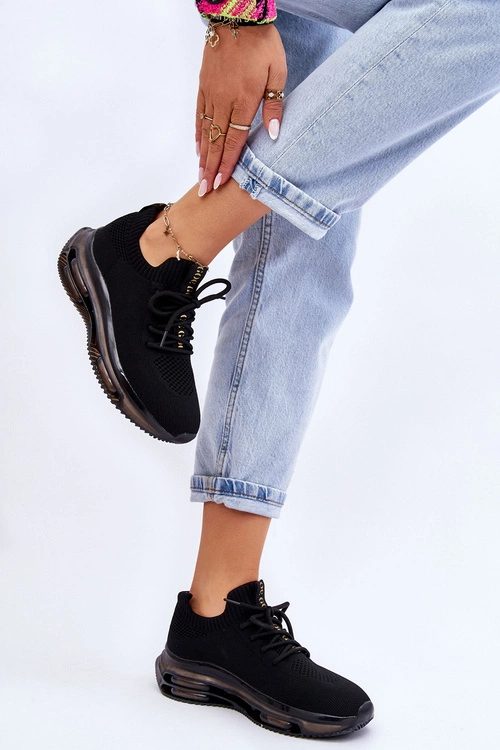 Damskie Wsuwane Skarpetkowe Buty GOE JJ2N4080 Czarne