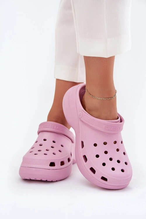 Piankowe Klapki Damskie Na Masywnej Podeszwie Big Star RR274A120 Różowe